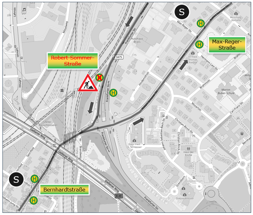 The "Robert-Sommer-Straße" stop (outbound) has been omitted